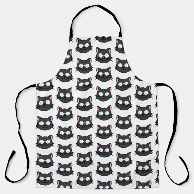 Dunkle Katze Schwarze Katze Gray Cat Tragen Brille Schürze (Vorderseite)