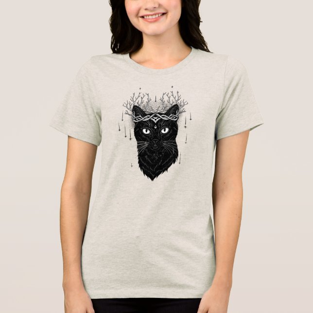 Dunkle Katze Tri-Blend Shirt (Vorderseite)