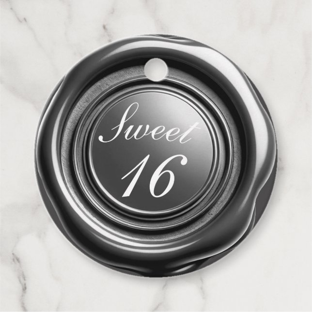 Dunkle Kerze Wachs Siegel Tropfen Sweet 16 Wedding Geschenkanhänger (Vorderseite)