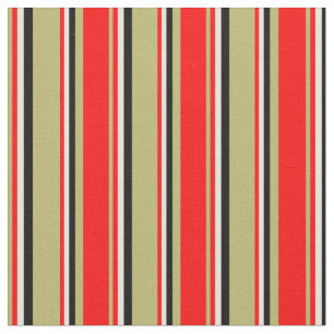 Dunkle Khaki, Rot, Beige und Schwarz Farbmuster Stoff
