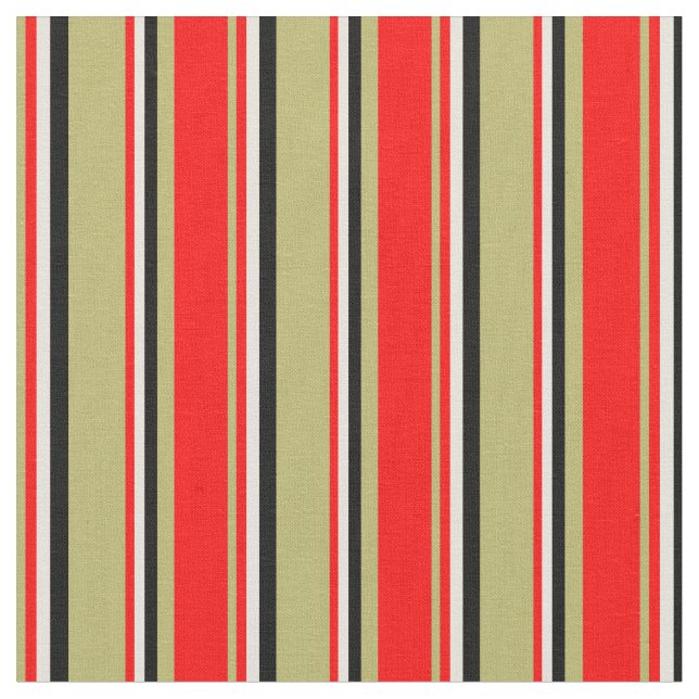 Dunkle Khaki, Rot, Beige und Schwarz Farbmuster Stoff (Nahaufnahme)