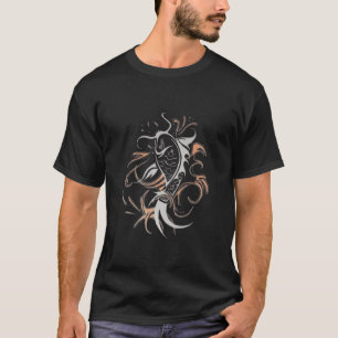 Dunkle Koi-Fisch-Tribal-Tinte-Kunst Schwarz-Gold-D T-Shirt