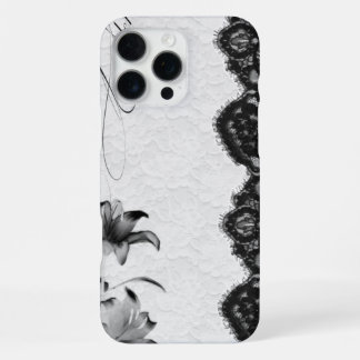 Dunkle Kokette Blumen-Spitze iPhone 16 Pro Max Hülle