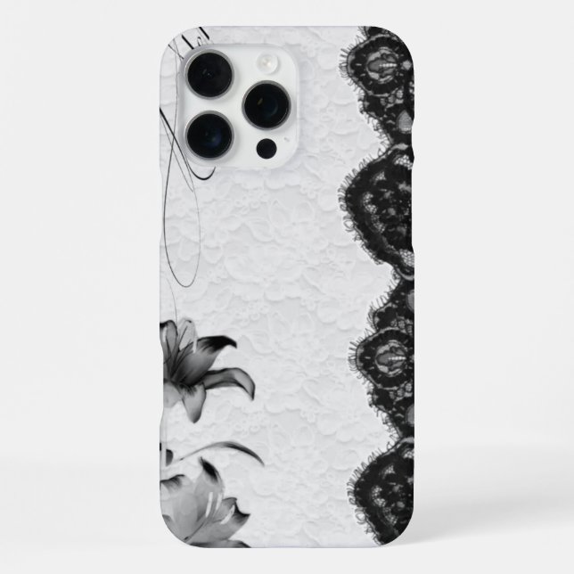 Dunkle Kokette Blumen-Spitze iPhone 16 Pro Max Hülle (Rückseite)