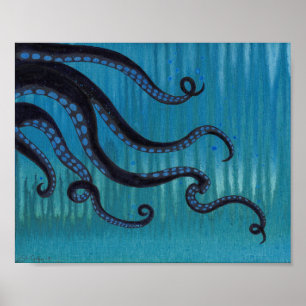 Dunkle Kraken-Tentakel-Acrylmalerei-Plakat Poster