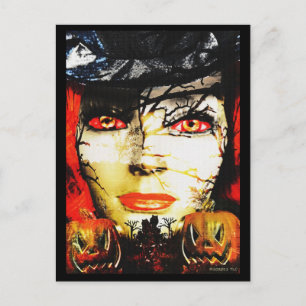 Dunkle Lady von Halloween Postkarte