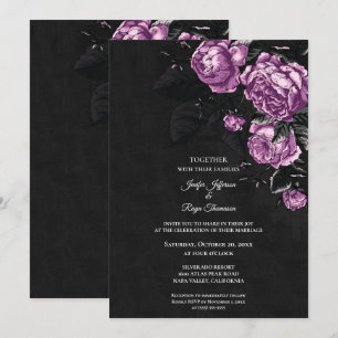 Dunkle, launische Blumen Foto-Gotische Hochzeitsei Einladung