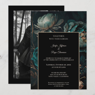 Dunkle, launische Blumen Foto-Gotische Hochzeitsei Einladung