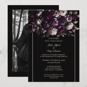 Dunkle, launische Blumen Foto-Gotische Hochzeitsei Einladung