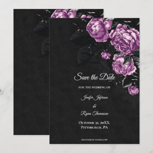 Dunkle, launische Blumen Hochzeit Save-the-Date Ankündigung