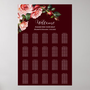 Dunkle, launische rosa rote Rosen Hochzeits-Sitzor Poster
