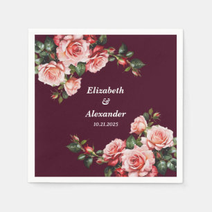 Dunkle, launische rosa und rote Rosen Burgunder Ho Serviette