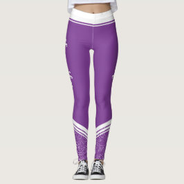 Dunkle Lavendel florale weiße Streifen und Name mo Leggings