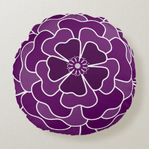 Dunkle lila abstrakte Blume Rundes Kissen