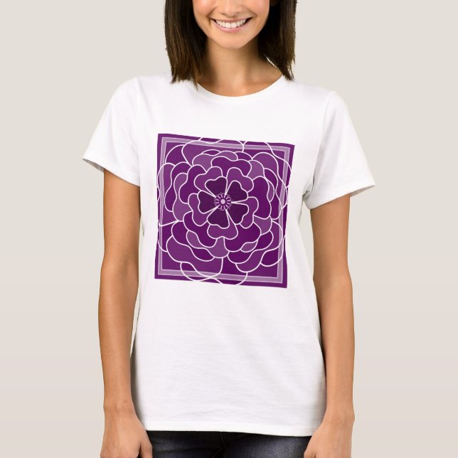Dunkle lila abstrakte Blume T-Shirt (Vorderseite)