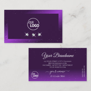 Dunkle Lila Augen auffangen Sparkle-Diamanten-Logo Visitenkarte