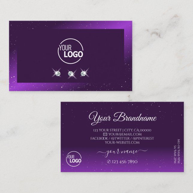 Dunkle Lila Augen auffangen Sparkle-Diamanten-Logo Visitenkarte (Vorne/Hinten)