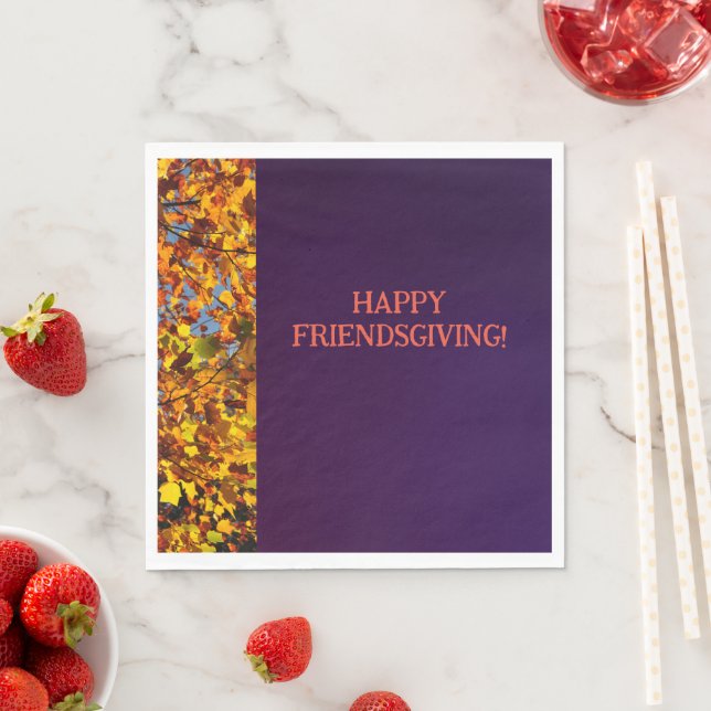 Dunkle Lila Blätter Erntedank Friendsgiving Serviette (Beispiel)
