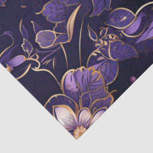 Dunkle Lila Blüten und Imitate Gold Seidenpapier