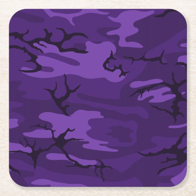 Dunkle Lila Camouflage Rechteckiger Pappuntersetzer (Vorderseite)