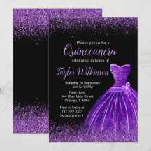 Dunkle Lila Dress Imitate Glitzer Quinceanera
