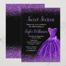 Dunkle Lila Dress Imitate Glitzer Sweet 16 Birthda