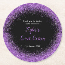 Dunkle Lila Dress Imitate Glitzer Sweet 16 Birthda
