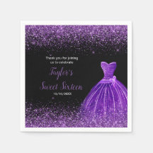Dunkle Lila Dress Imitate Glitzer Sweet 16 Birthda