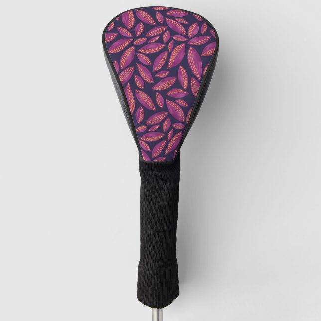 Dunkle Lila Herbstleaves Golf Club Cover Golf Headcover (Vorderseite)