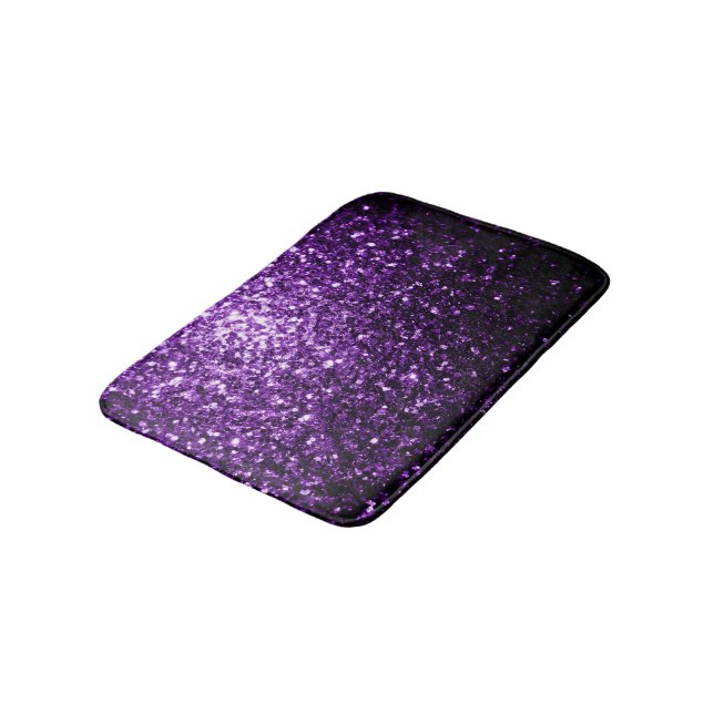 Dunkle Lila Imitate glänzen Glitzer Glitzern Badematte (Schrägansicht)