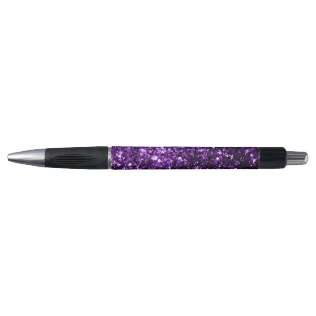 Dunkle Lila Imitate glänzen Glitzer Glitzern Kugelschreiber (Vorderseite)