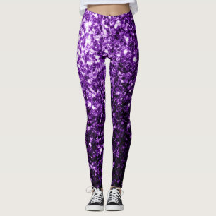 Dunkle Lila Imitate glänzen Glitzer Glitzern Leggings