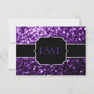 Dunkle Lila Imitate glänzenden Glitzer Glitzern Sw RSVP Karte