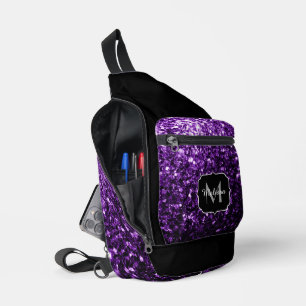 Dunkle lila Imitate Glitzer Glitzern Black Monogra Crossbody Bag