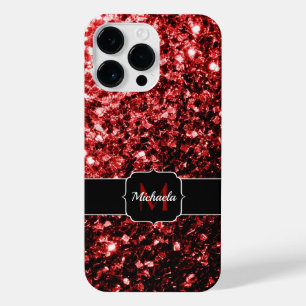 Dunkle Lila Imitate Glitzer Glitzern bling Monogra iPhone 14 Pro Max Hülle