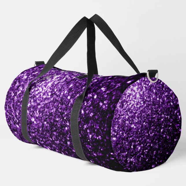 Dunkle lila Imitate Glitzer Glitzern Duffle Bag (Linke Ecke)