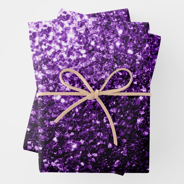 Dunkle lila Imitate Glitzer Glitzern Geschenkpapier Set (Beispiel)