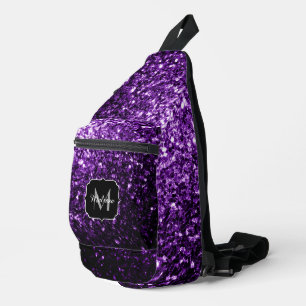 Dunkle lila Imitate Glitzer Glitzern Monogram Crossbody Bag