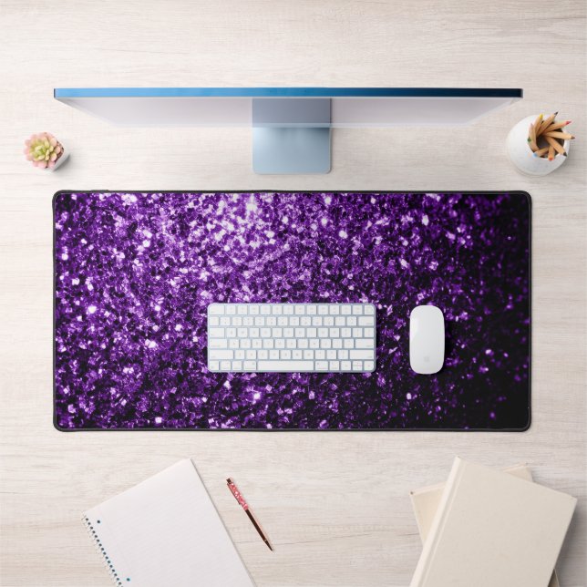 Dunkle lila Imitate Glitzer Glitzern Schreibtischunterlage (Büro 1)