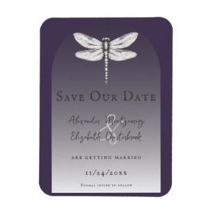 Dunkle Lila Libellenhochzeit Magnet