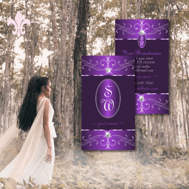 Dunkle Lila Lilac Verzierte Ornamente Monogramm Visitenkarte (Von Creator hochgeladen)