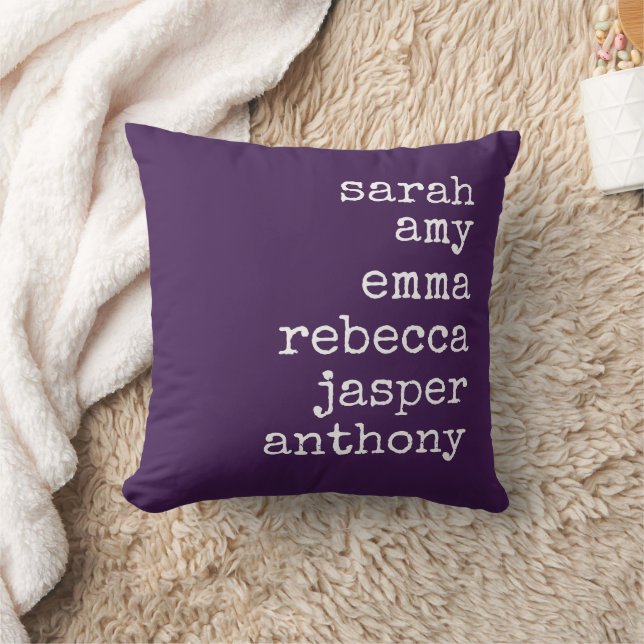 Dunkle Lila Personalisierte Familiennamen Monogram Kissen (Decke)