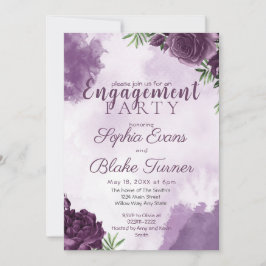 Dunkle Lila Rose Blumengotik-Engagement-Partei Einladung