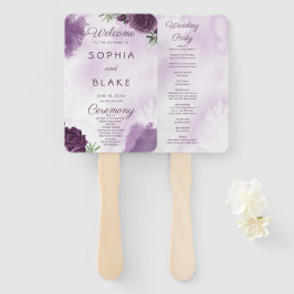 Dunkle Lila Rose Blumengotik Hochzeitsprogramm Fächer
