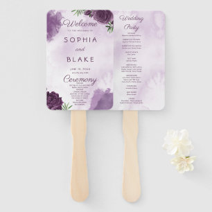 Dunkle Lila Rose Blumengotik Hochzeitsprogramm Fächer