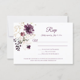 Dunkle Lila Rose mit Gold-Kontur Lila Back-UAWG RSVP Karte