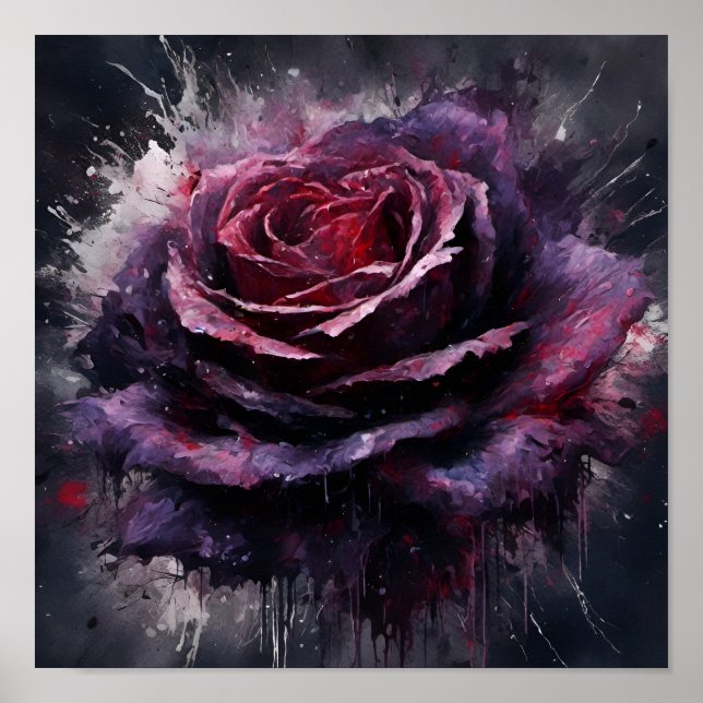 Dunkle lila Rose Poster (Vorne)