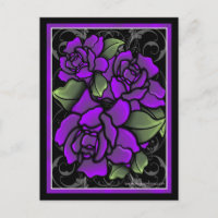 Dunkle Lila Rose Postkarte