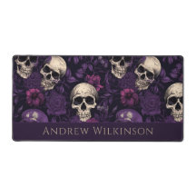 Dunkle Lila Skulls Rose Gothic
