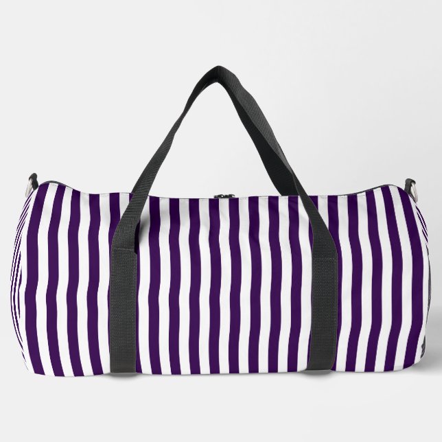 Dunkle Lila Streifengestaltung | Stilvolle Reise & Duffle Bag (Vorderseite)